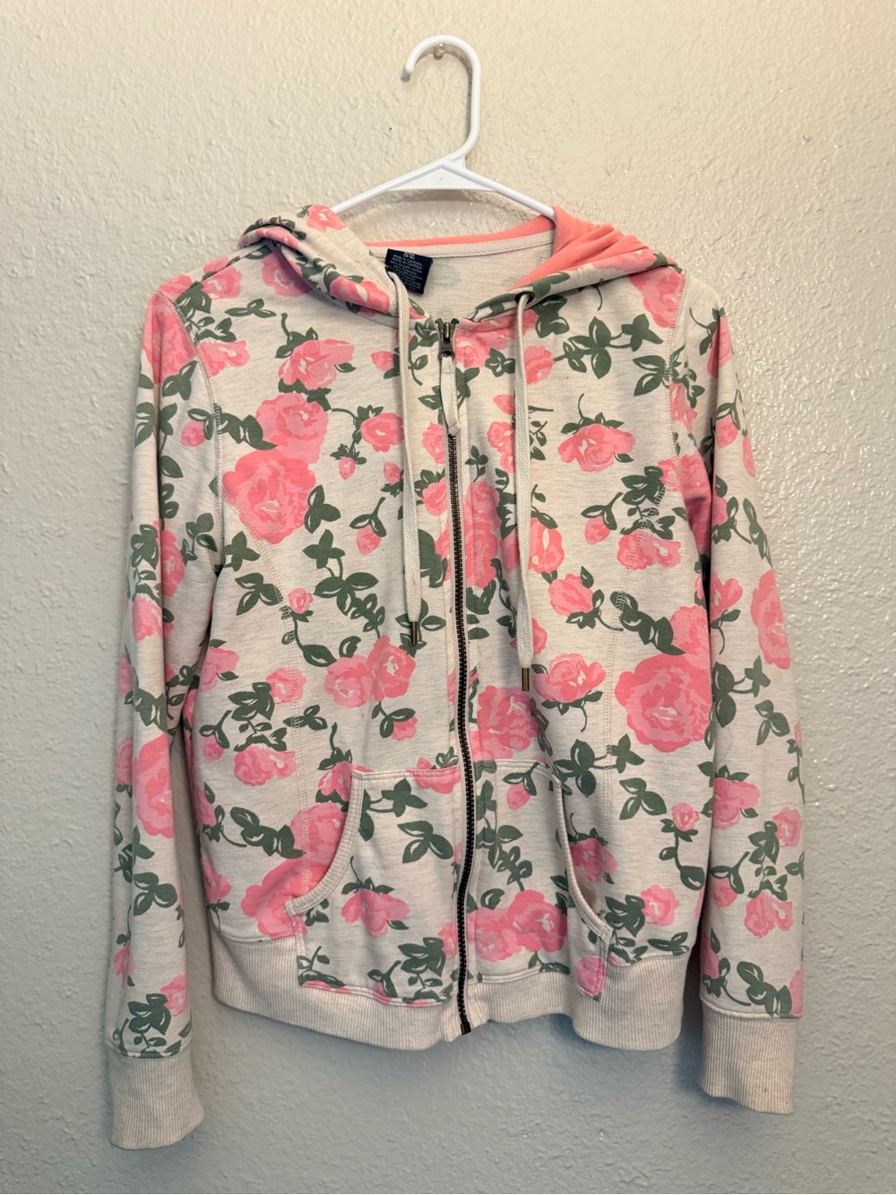 Faded Glory Pink Floral Zip Hoodie